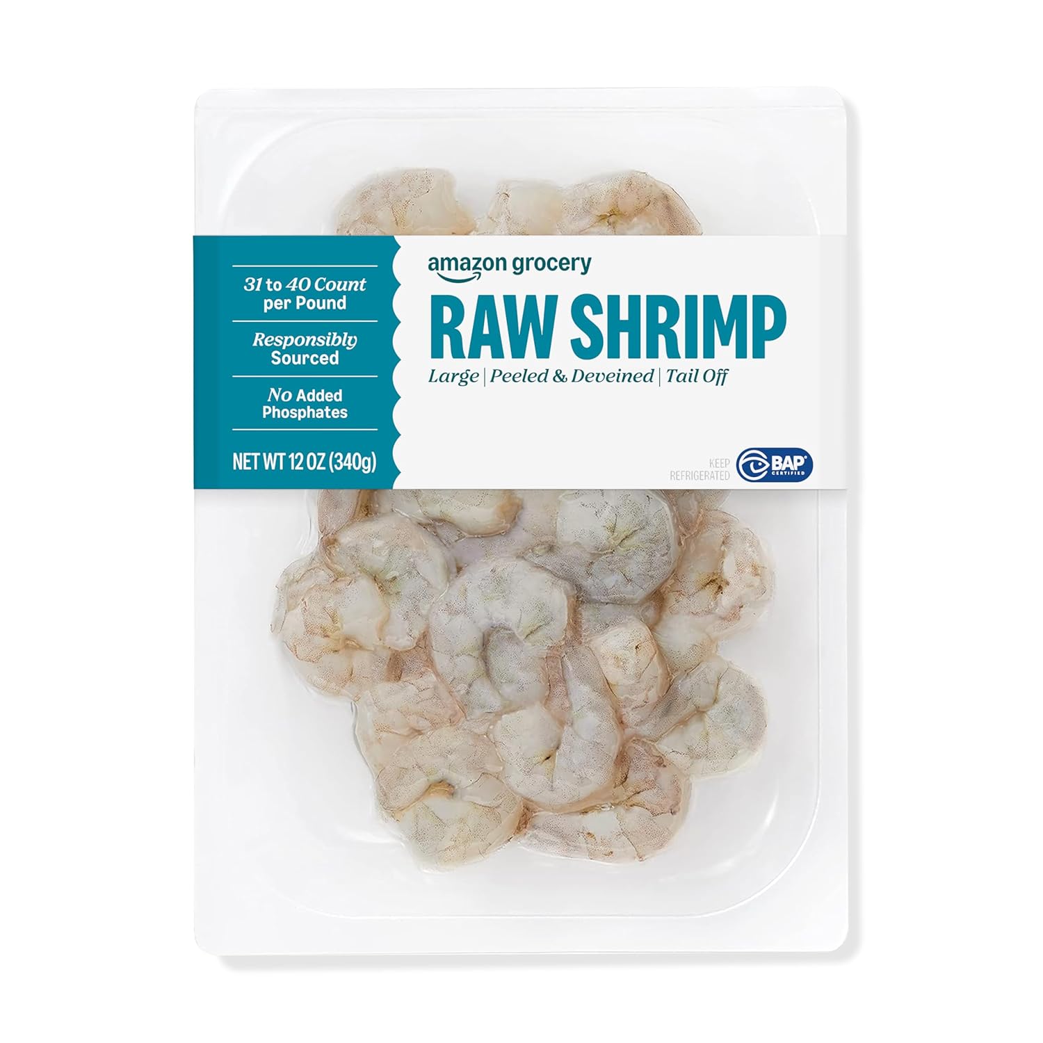 Raw Shrimp, Large Peeled and Deveined Tail Off, 12 Oz