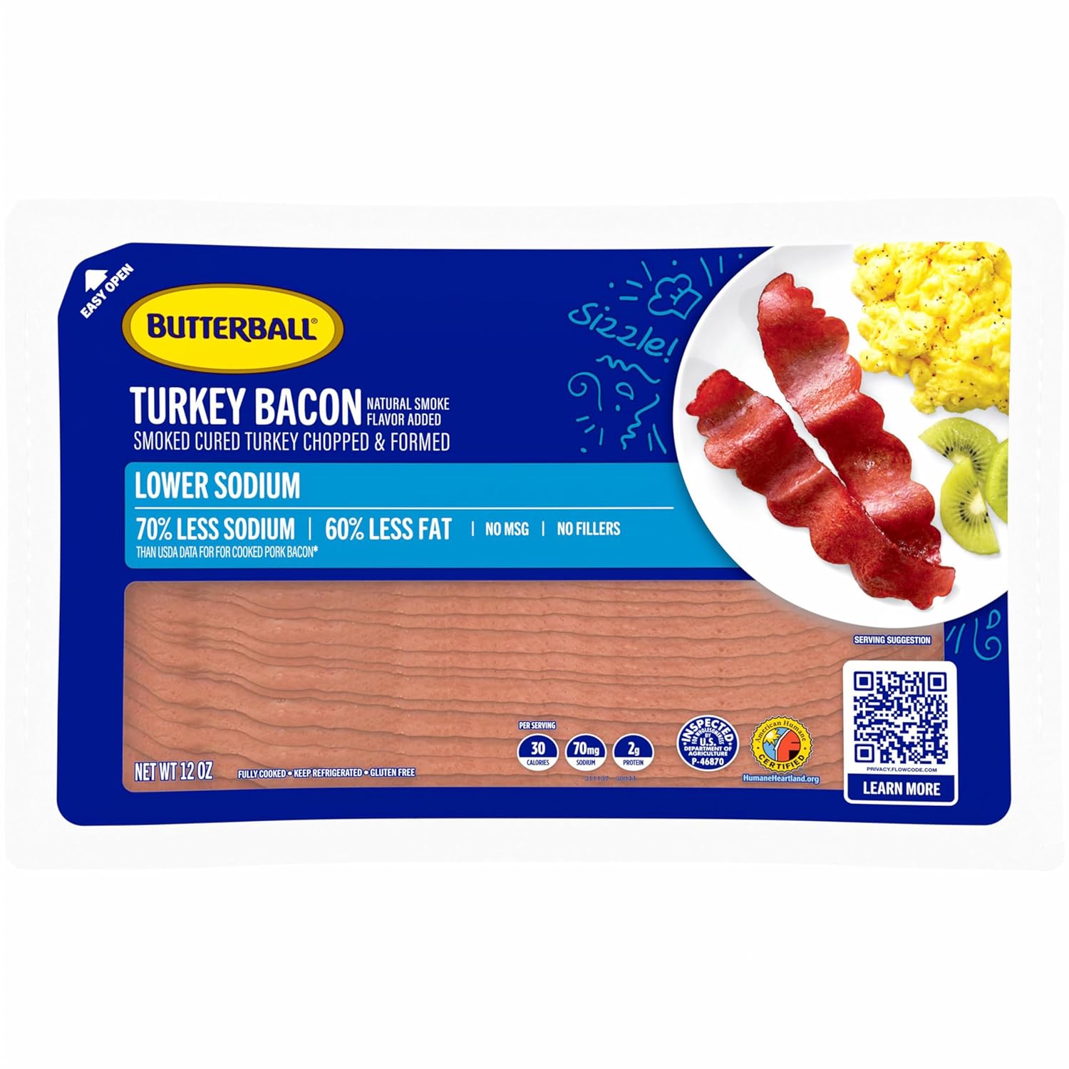 Butterball, Lower Sodium Turkey Bacon, 12 oz