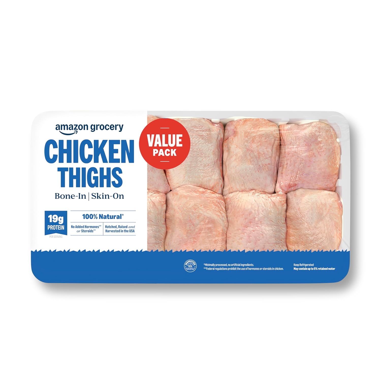 Chicken Thighs Value Pack, Bone-In Skin-On, 100% Natural, Weight Varies