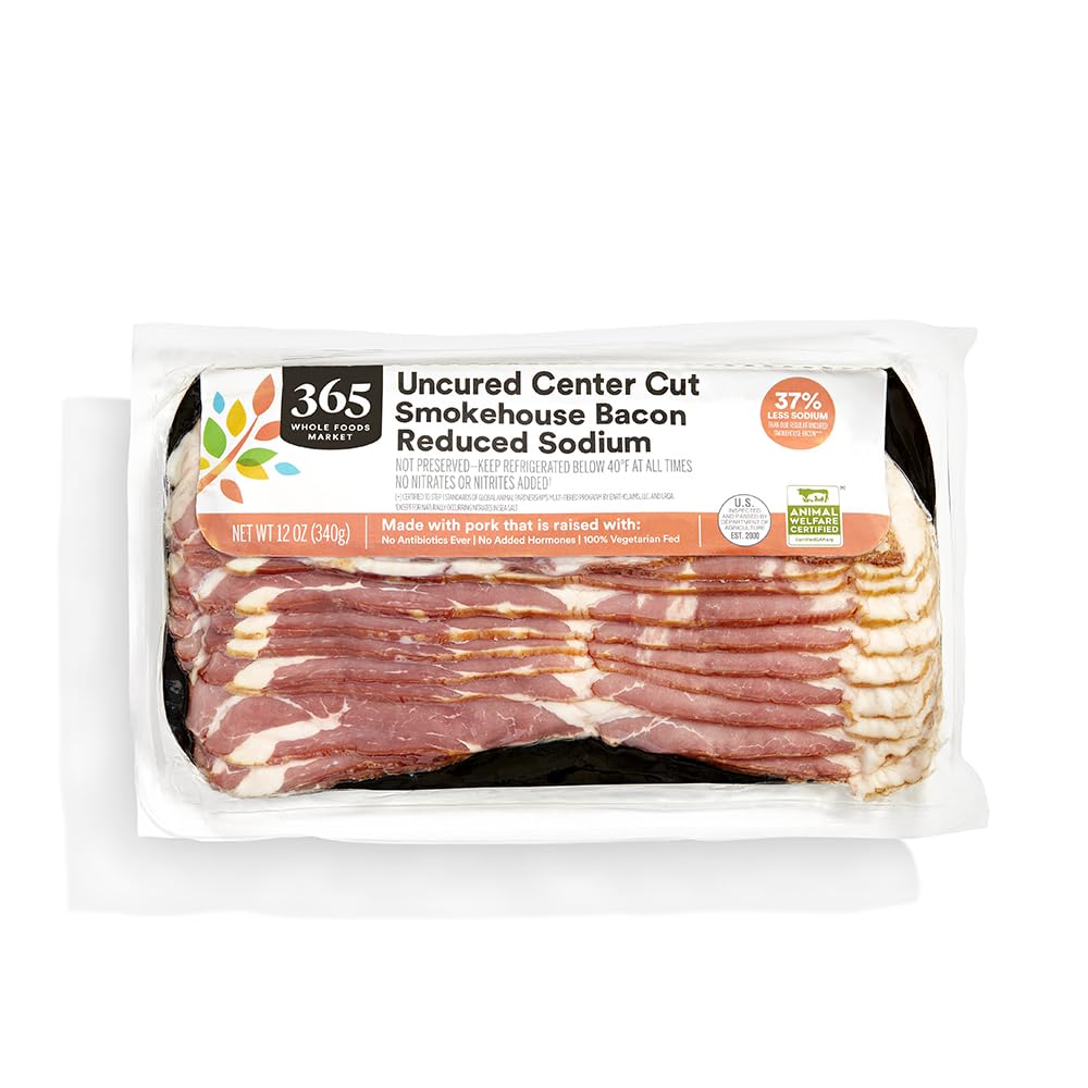 365 by Whole Foods Market, Reduced Sodium Uncured Center Cut Bacon, 12 Ounce