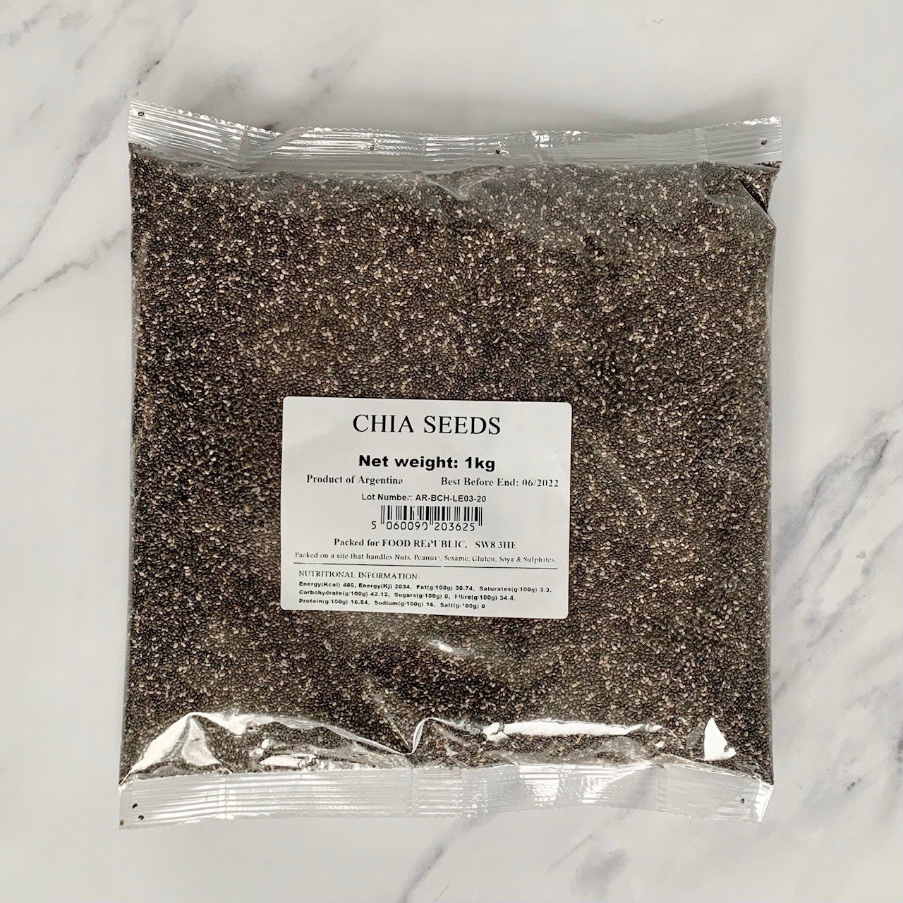 Organic Valley Grade A Premium Dried Raw Chia Seeds - Large (1kg)