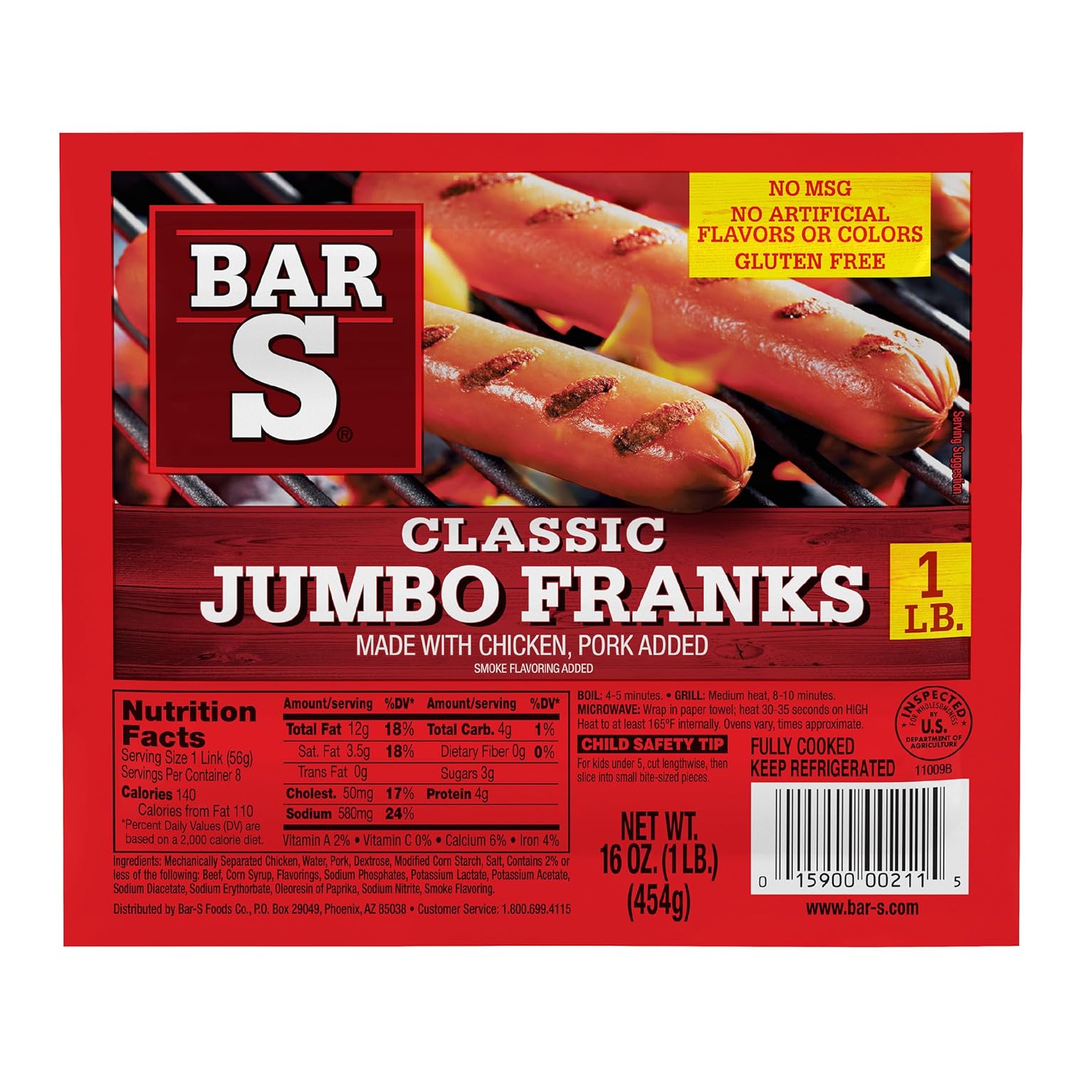 Bar S Jumbo Franks, 16 oz